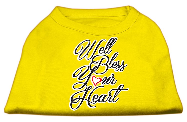 Well Bless Your Heart Screen Print Dog Shirt Yellow XXL